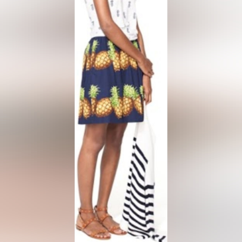 J Crew navy pineapple fruit print mini skirt